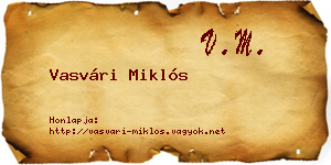 Vasvári Miklós névjegykártya